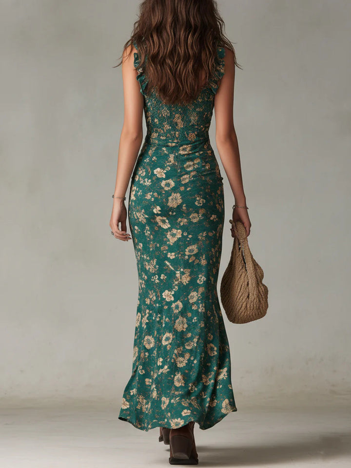 Ilyara - Side Slit Floral Print Dress