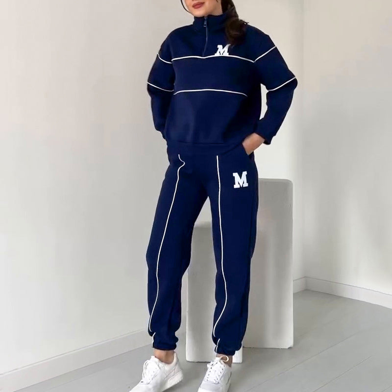 Rilena - Side Stripe Jersey 2-Piece Sweatshirt Set
