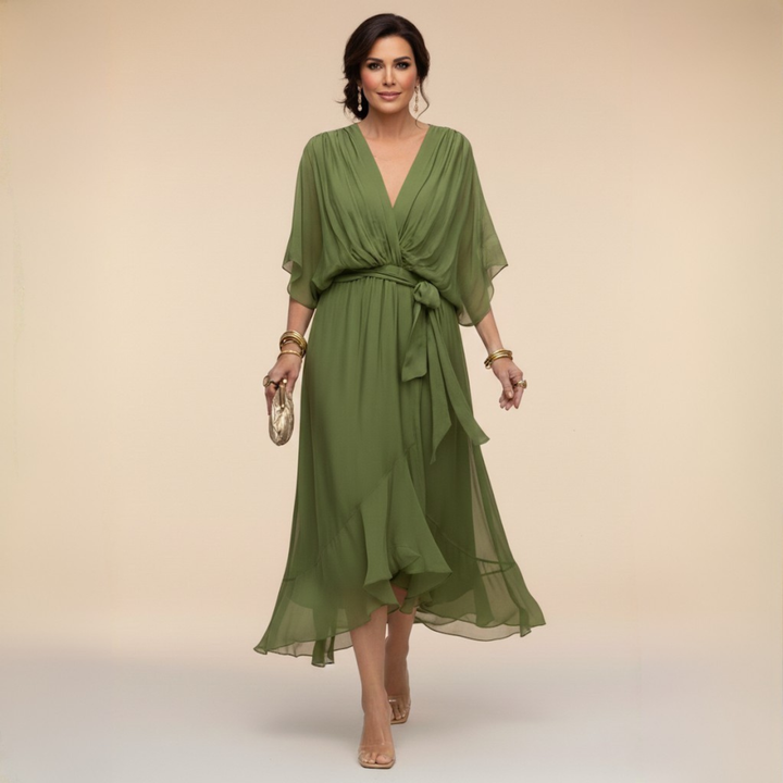 Nevaya - V-Neck Sheer Dress