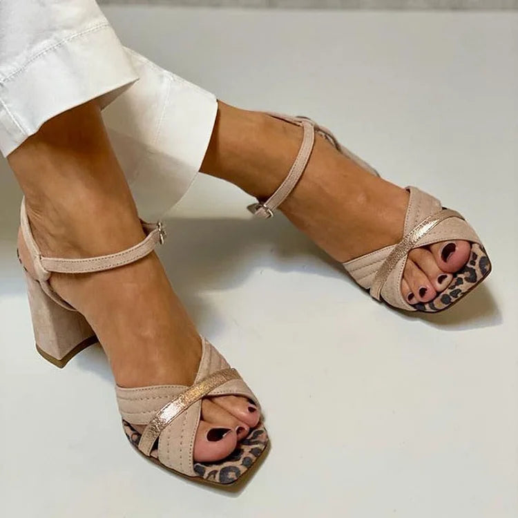 Mireva - Cross-Strap Metallic Sandals