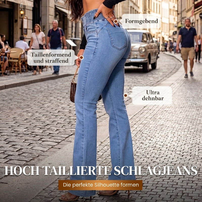 Rilena - High-Waisted Flared Stretch Denim Jeans
