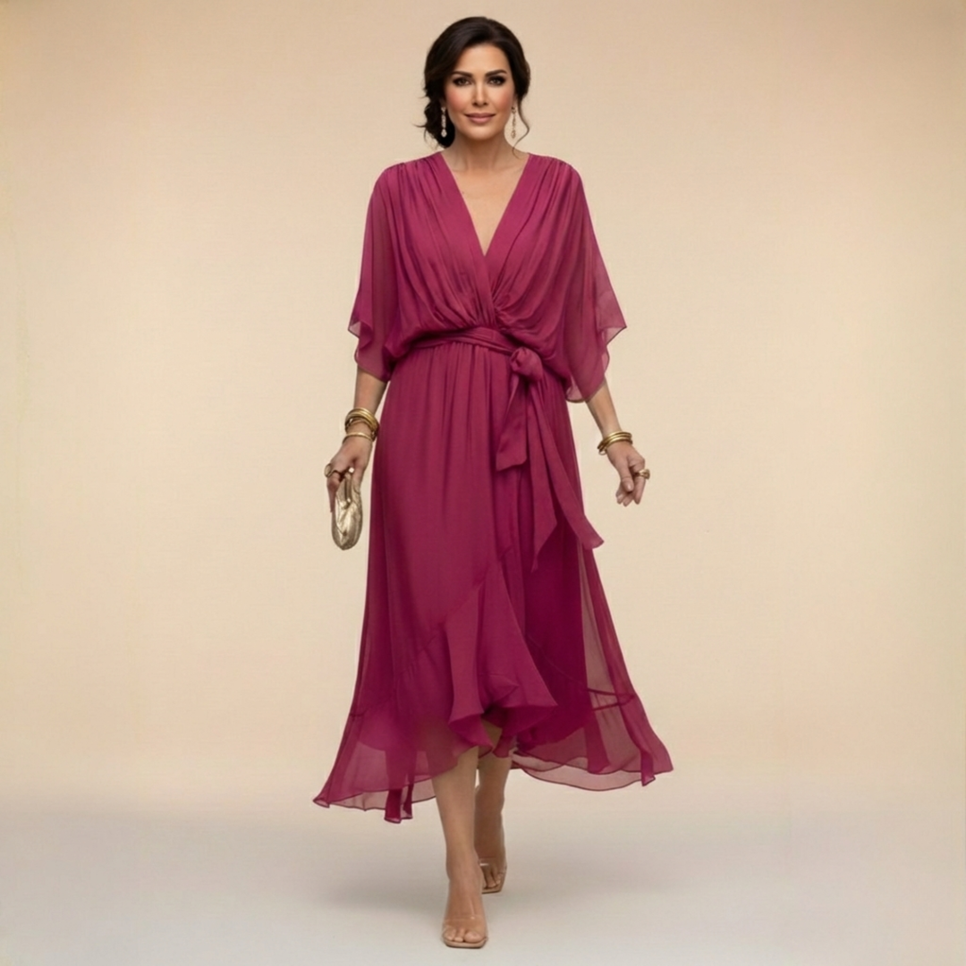 Nevaya - V-Neck Sheer Dress