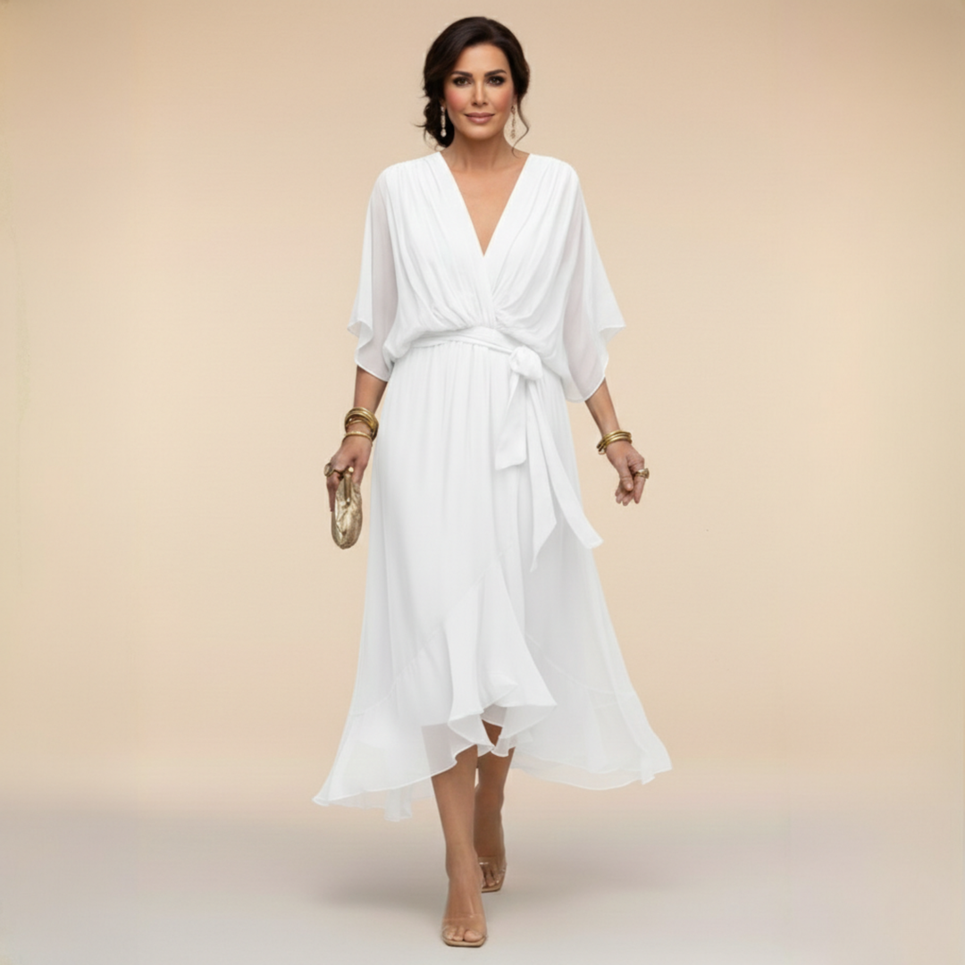Nevaya - V-Neck Sheer Dress