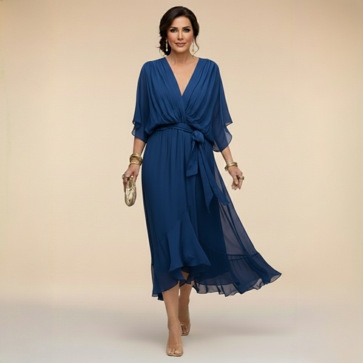 Nevaya - V-Neck Sheer Dress