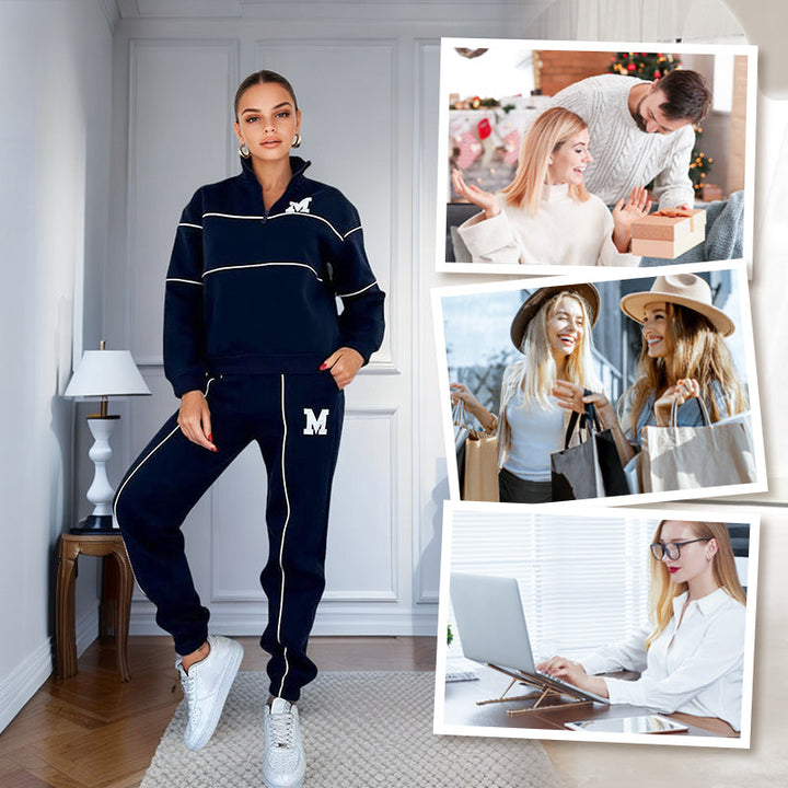Rilena - Side Stripe Jersey 2-Piece Sweatshirt Set