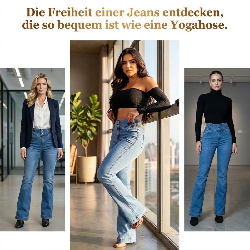 Rilena - High-Waisted Flared Stretch Denim Jeans