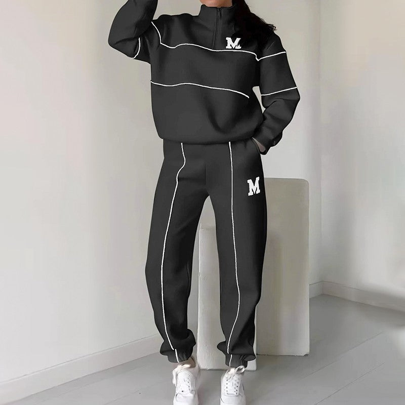 Rilena - Side Stripe Jersey 2-Piece Sweatshirt Set