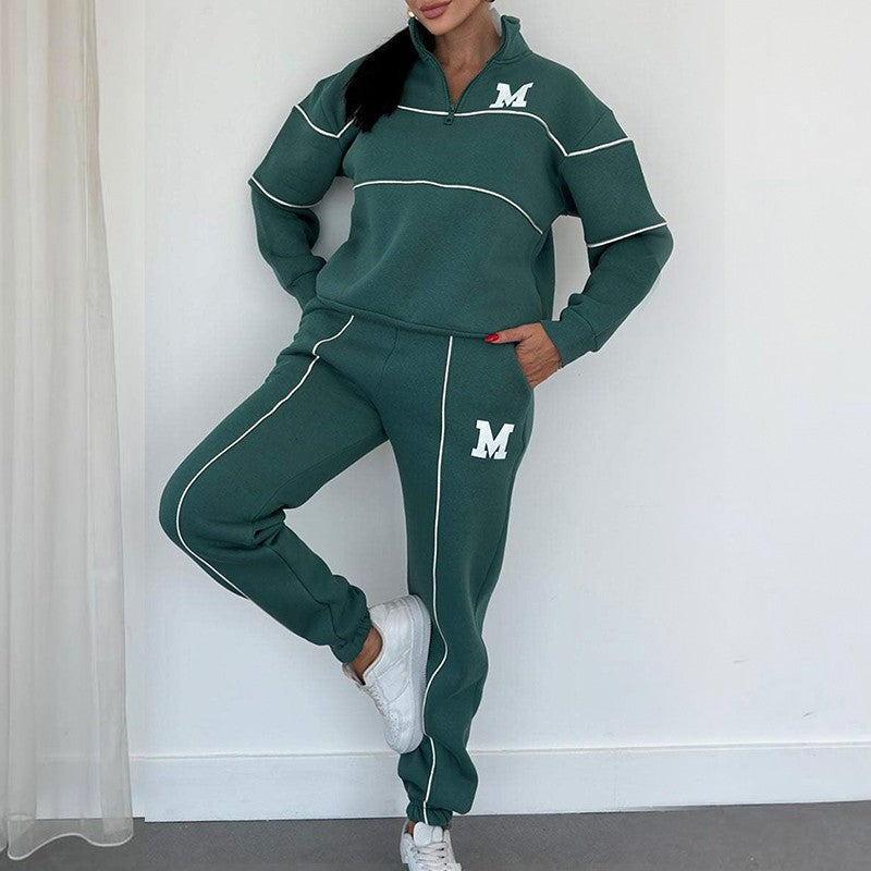 Rilena - Side Stripe Jersey 2-Piece Sweatshirt Set
