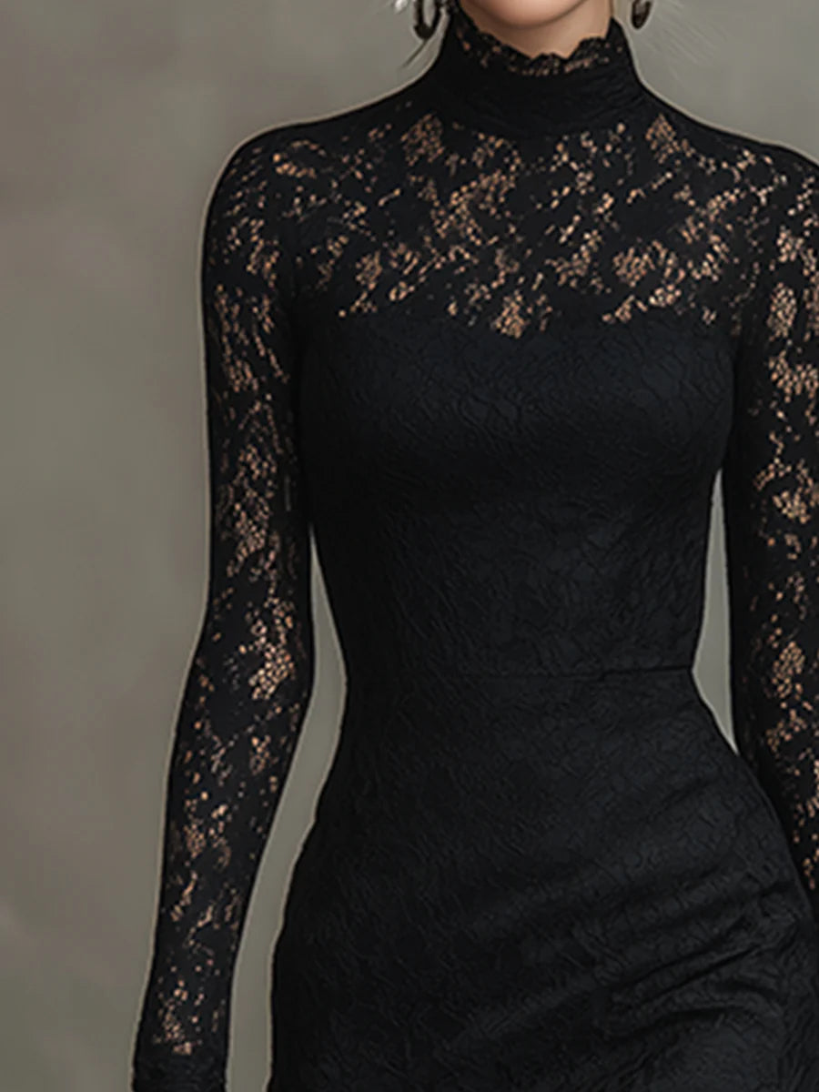 Kelira - Fishtail Hem Lace Maxi Dress