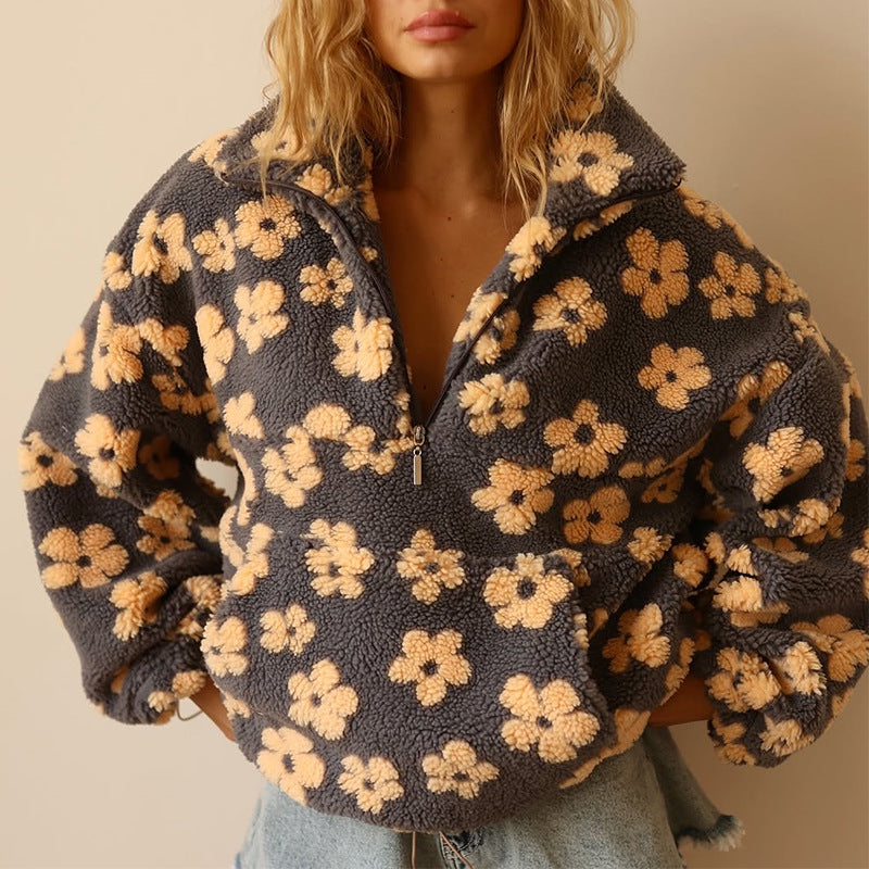 Avenli - Floral Print Fleece Pullover