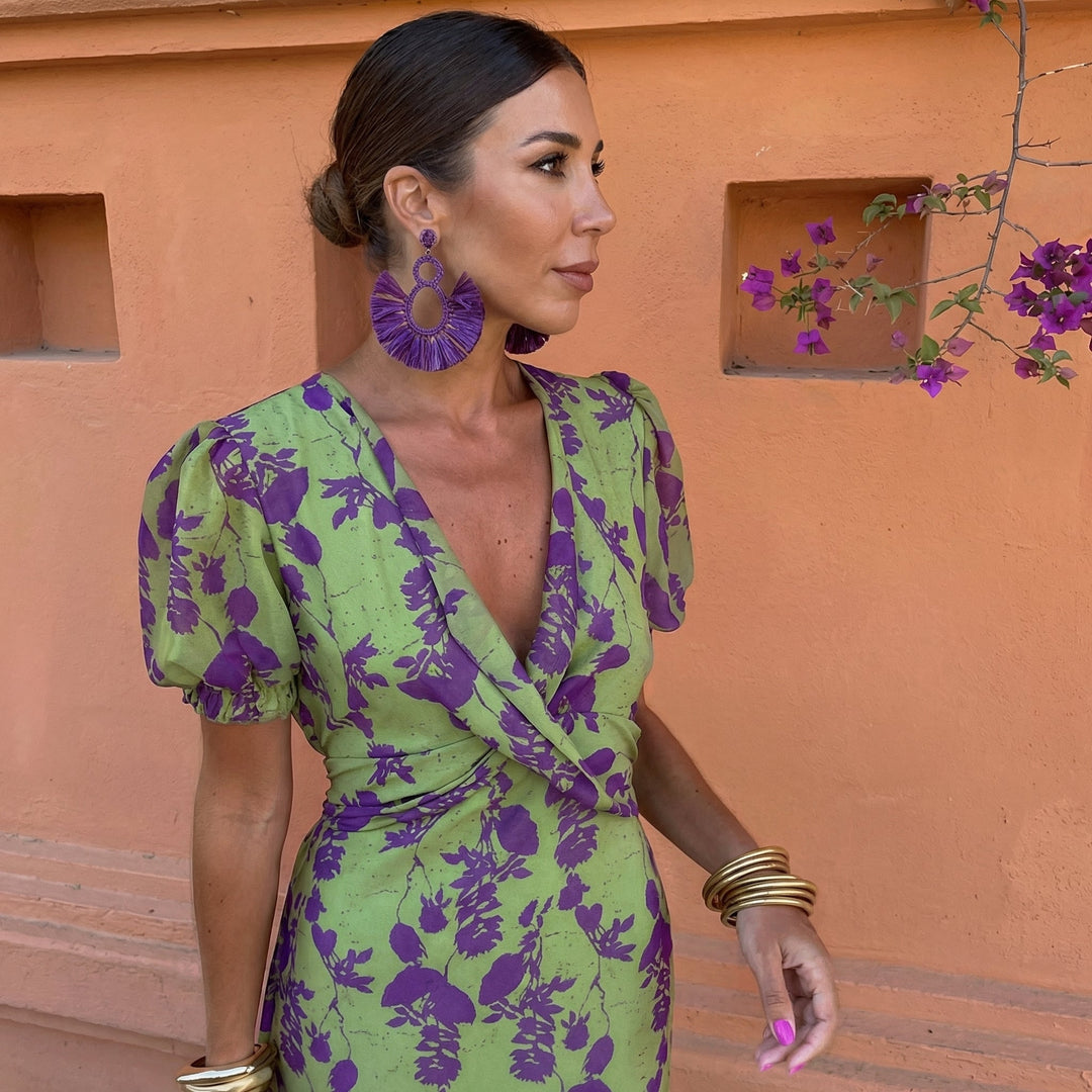Mireli - Puff-Sleeve Printed Summer Dress