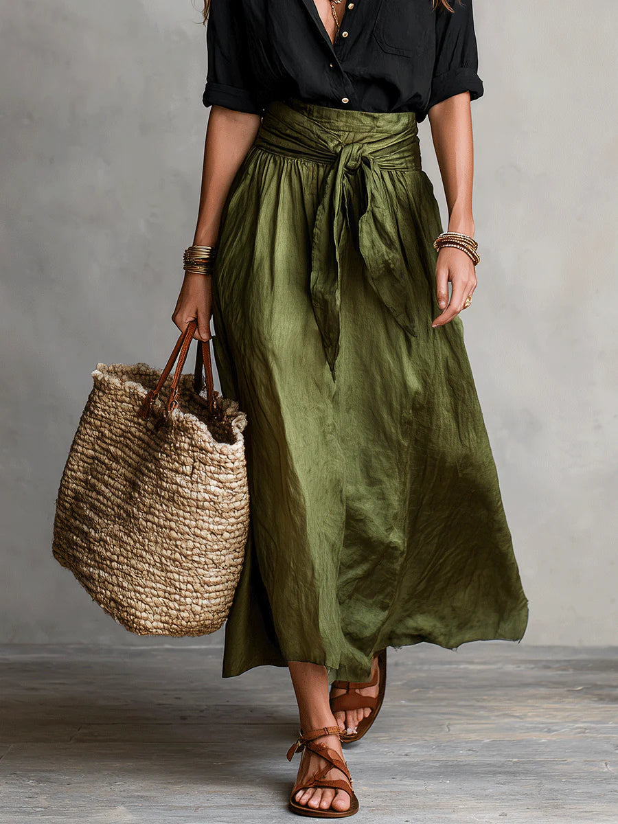 Arlise - Belted High-Waist Midi Set