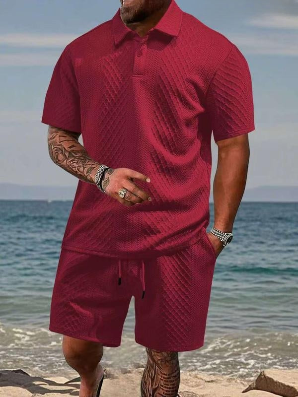 Varlo - Textured Fabric Polo And Shorts Set