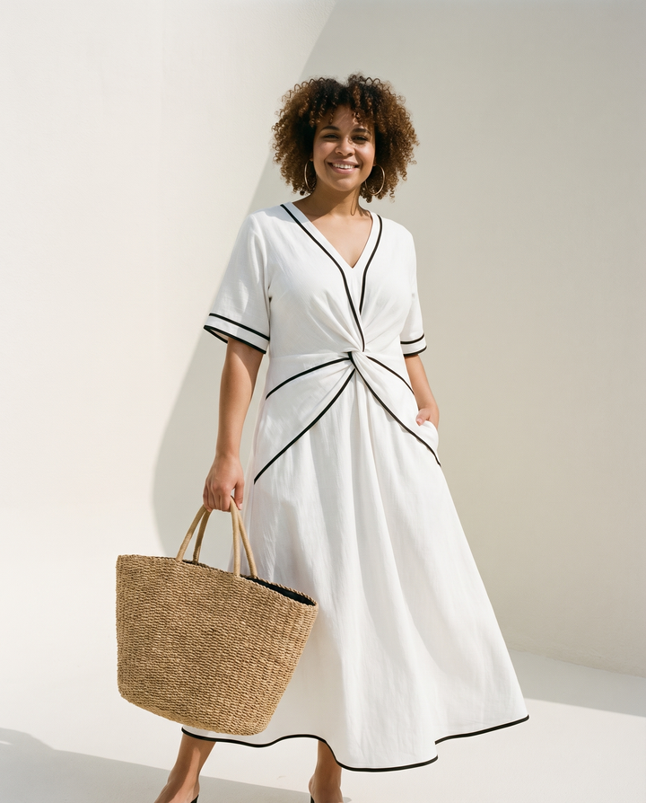 Seriva - Defined Waist Midi Dress