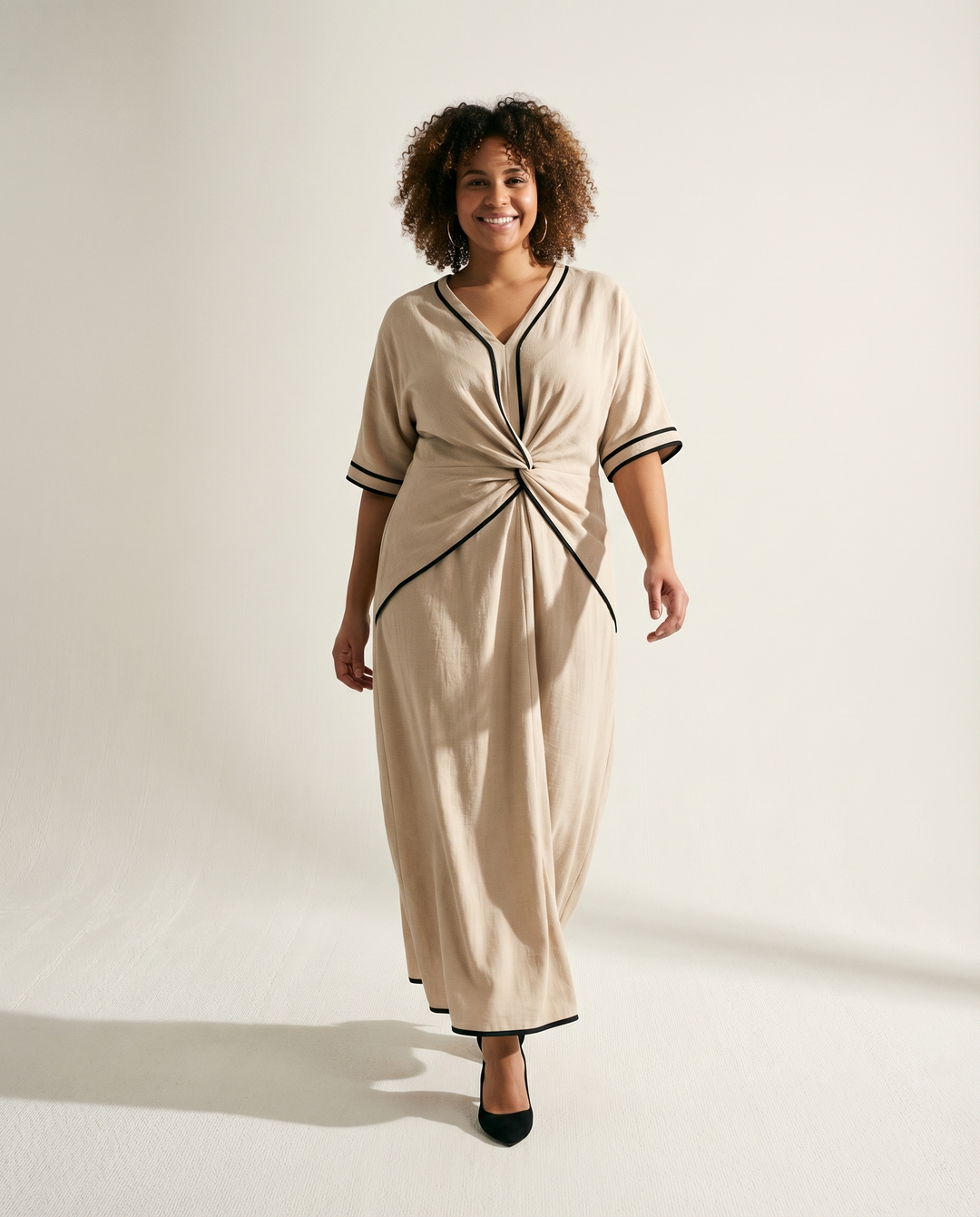 Seriva - Defined Waist Midi Dress