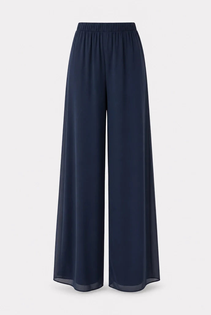Sivela - Asymmetric Overlay Chiffon Palazzo Set