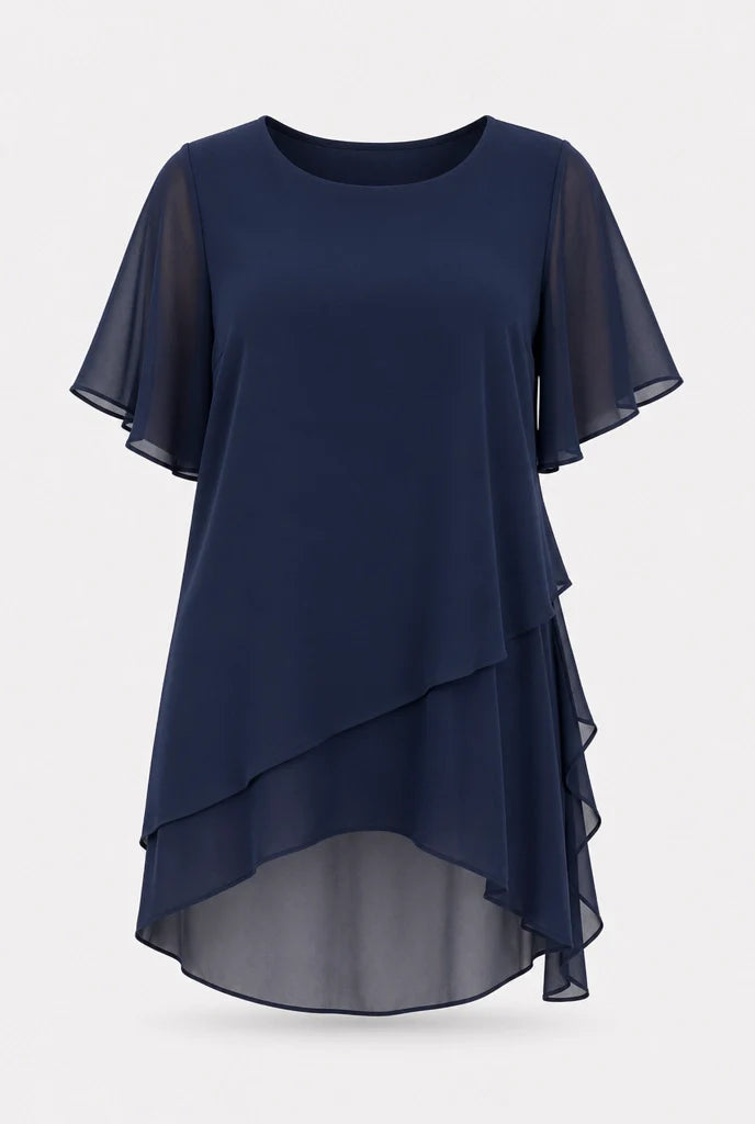 Sivela - Asymmetric Overlay Chiffon Palazzo Set