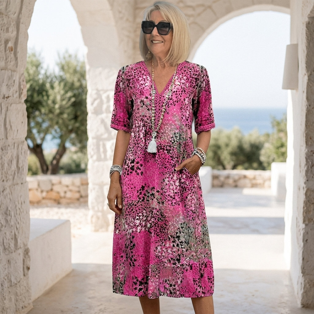 Navira - A-Line Cotton-Blend Midi Dress