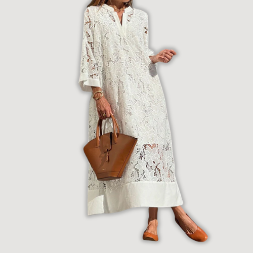 Mevara - Sheer Lace Maxi Dress