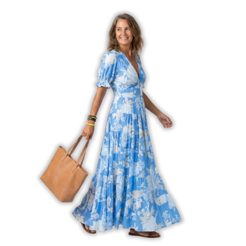 Avyra - V-Neck Floral Print Dress