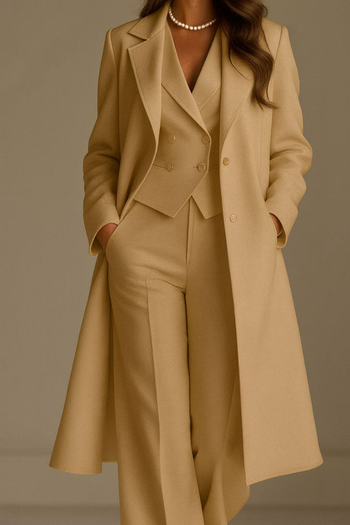 Brenzo - Tailored Woven Coat And Suit Set