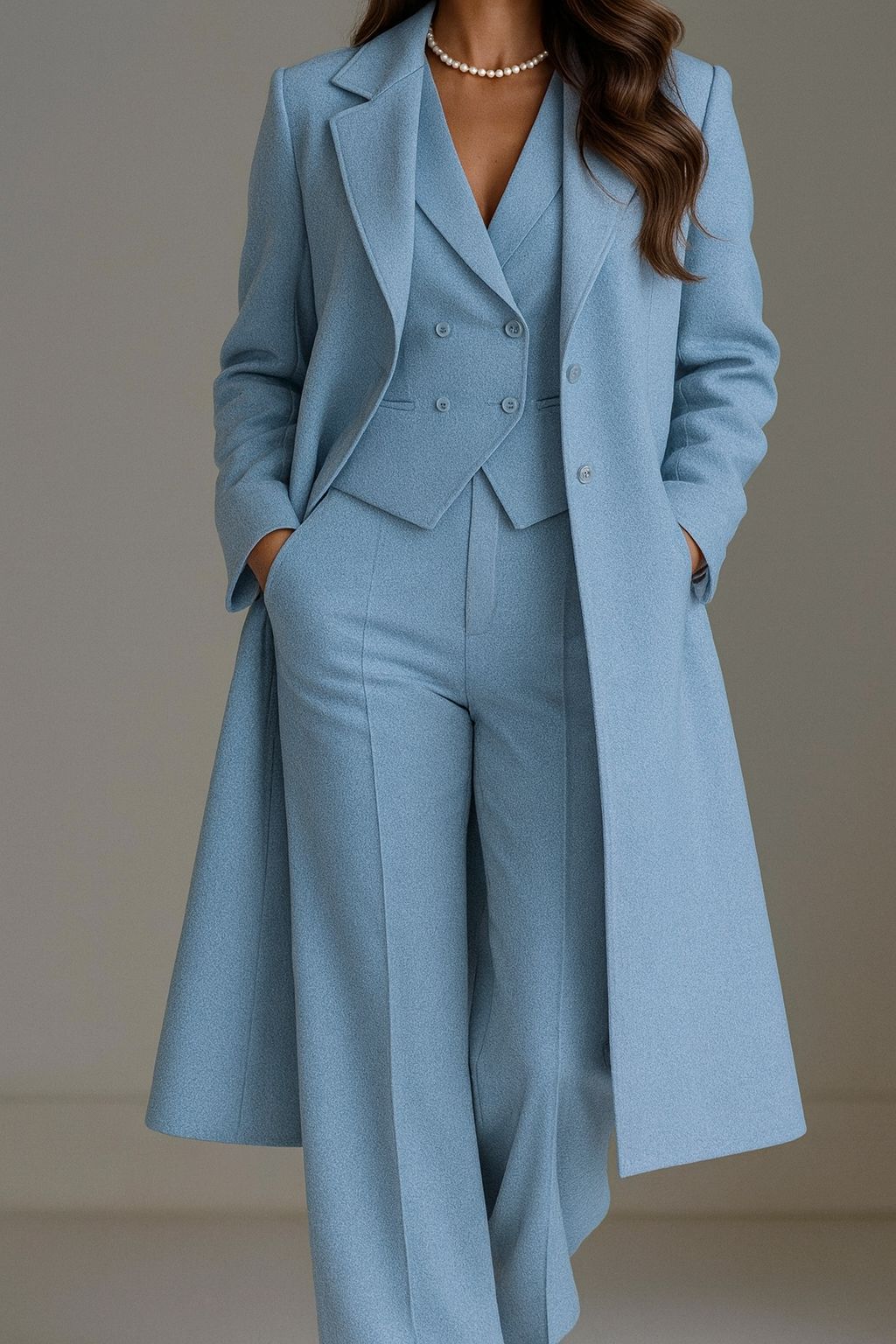 Brenzo - Tailored Woven Coat And Suit Set