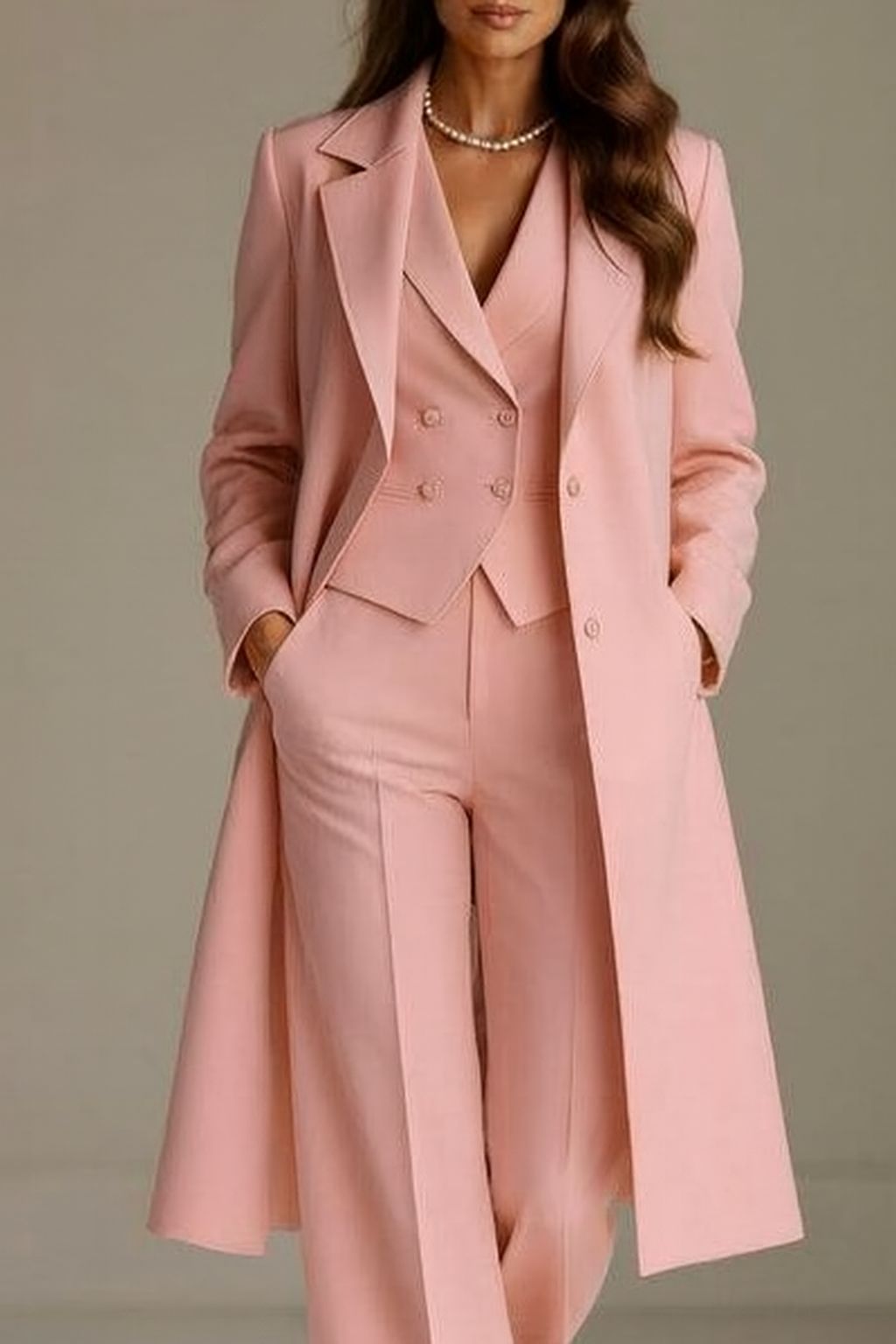 Brenzo - Tailored Woven Coat And Suit Set