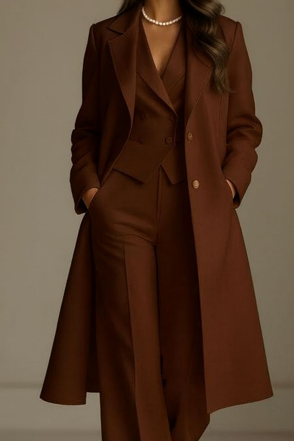 Brenzo - Tailored Woven Coat And Suit Set