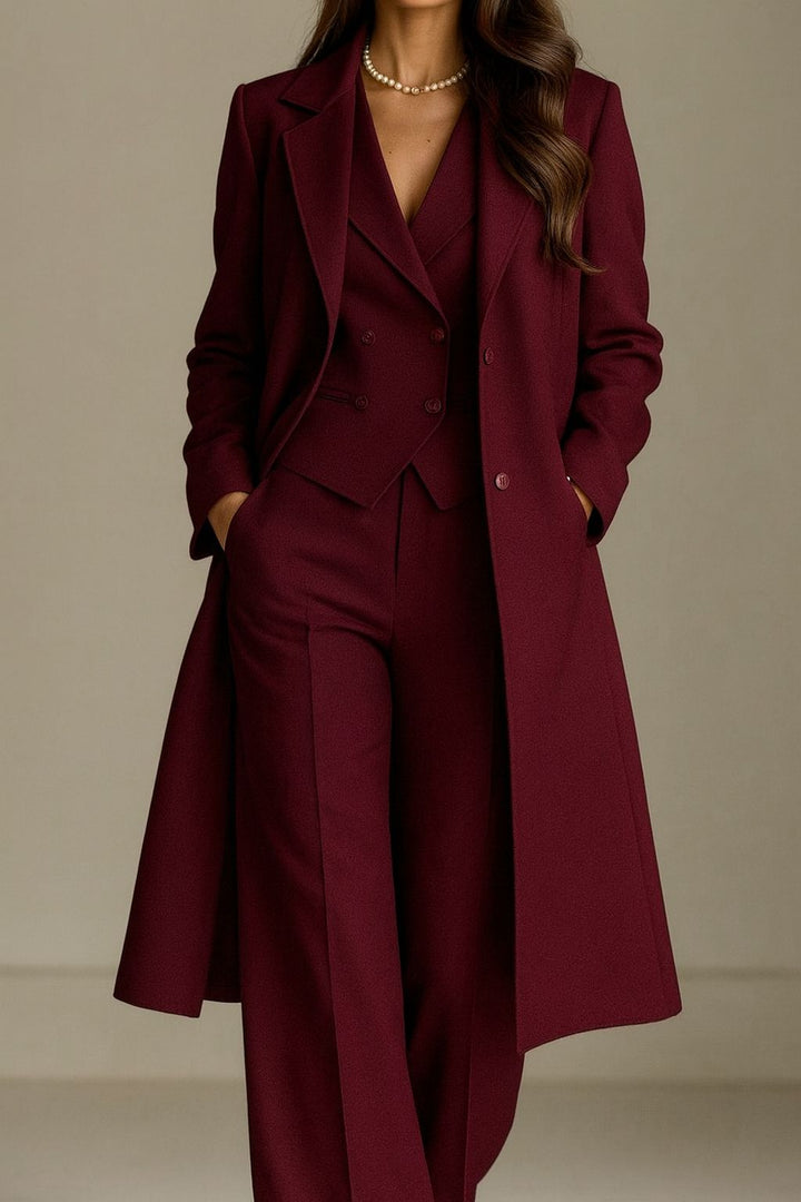 Brenzo - Tailored Woven Coat And Suit Set